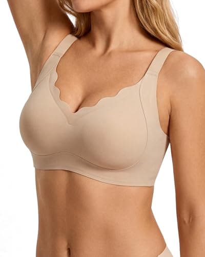 Cevapro Bras for Women Wireless Push Up Jelly Bra Supportive Full Coverage Tshirt Bralettes No Underwire Seamless Womens Bras Nude - Image 1