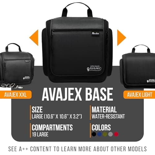 Travel Toiletry Bag for Men and Women - (10.6”x10.6”x3.2”) Large Hanging Toiletry Organizer - Waterproof Hygiene Bag with Metal XXL Swivel Hook, with Sturdy Zippers and 19 Compartments for Toiletries - Thumbnail 2