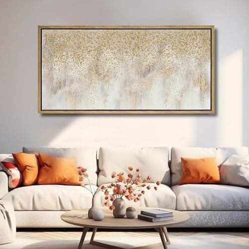 24"x48" Framed Gold Foil Abstract Wall Art,Modern Canvas Wall Paintings Abstract Artwork Large Painting for Bedroom Home Office Wall Decor - Image 1