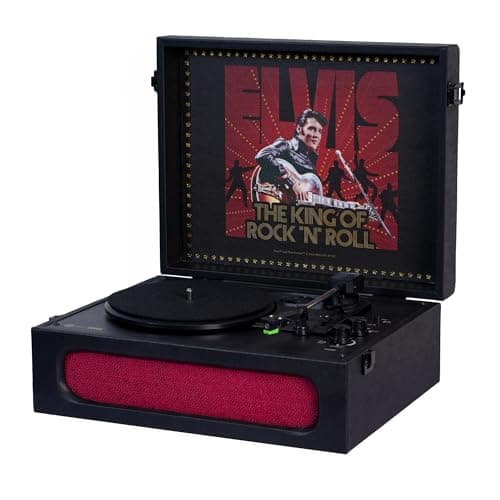 Arkrocket x Elvis Bluetooth Protable Record Player 3-Speed Bluetooth Input and Output Turntable Built-in Speakers with Magnetic Cartridge Auto Off - Elvis Presley '68 - Thumbnail 2