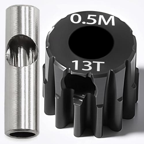 0.5M Pinion Gear 13T Hardened Steel 3.175mm Bore with 2.3mm Adapter, Precision Motor Gear for ARRMA 1/14 Typhon 1/16 Mojave 1/18 Granite, Losi 1/12, 0.5Mod Gear 13T-27T for HOBBYWING Motors