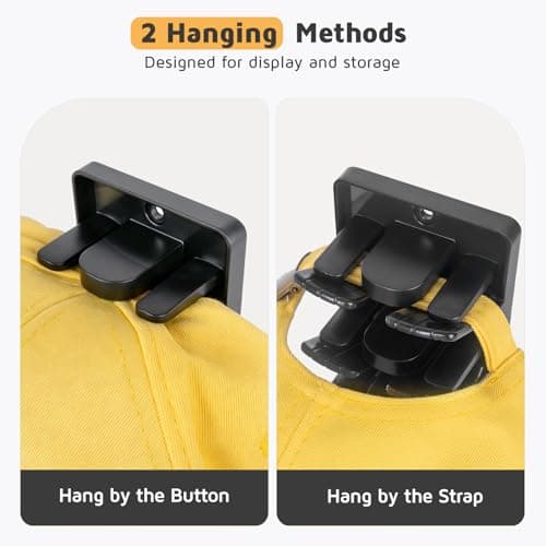 Accevo Spring Clip Hat Organizer Hold Storage 20 Caps for Baseball Caps (2-Pack), Hat Holder with Strong Adhesive and 8 Pack Screws, Hat Storage Display Holder for Closet Door and Wall - Thumbnail 4
