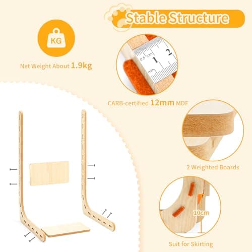 Nxwjoy Cat Scratch Pad Felt Cat Scratcher for Indoor Cats Scratching Board Scratchers for Large Cat Scratch Furniture Protector with Ball Kitten Toys L Shape 26.8 Inch Orange - Thumbnail 4