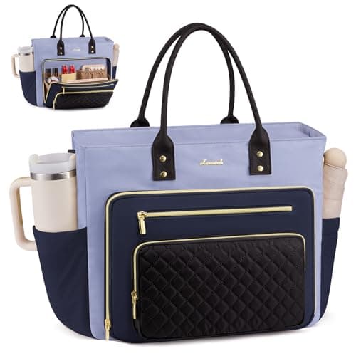 LOVEVOOK Laptop Tote Bag for Women, Teacher Work Bags Computer Laptop Bag, Nurse Bags With Large Cup Holder, Professional Briefcase Business Large Purses Handbag, Mother Gift, 17 Inch