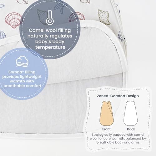 kaiya baby Unisex Sleeping Bag for Babies and Toddlers 1.0 Tog Sleep Sack 0-6 Months, Newborn Sleep Sack, Wearable Blanket Baby, One Piece Sleeveless Sleep Sack, Gifts for Baby - Thumbnail 3