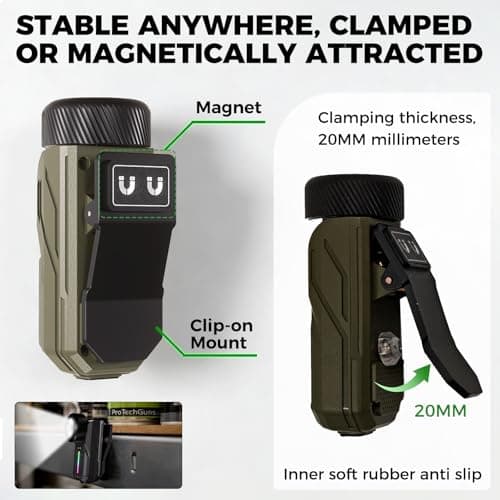 BESTRU Pro S EDC Flashlight Clip-on Light, 600 Lumens Type-C Rechargeable with White LED, UV and RGB, Magnetic Hands-Free Flash Lights for Work, Signaling, Inspection (Green) - Thumbnail 6