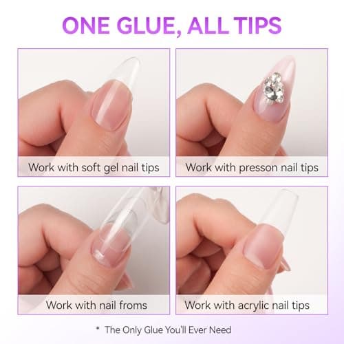 Gelike EC Gel Nail Glue for Press On Nails: 6 in 1 Strong UV Nail Glue for Nail Tips and Acrylic Fake Nail - Long Lasting 28 Days Quick Dry - Beginner Friendly DIY for Home Salon - Thumbnail 5