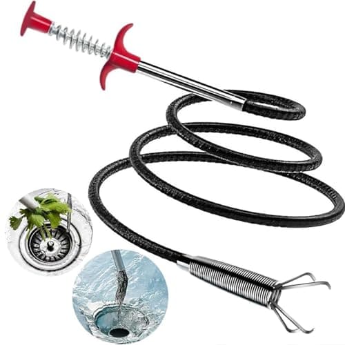 Drain Snake 116 Inch Flexible Claw Grabber Tool with 4 Claws Bendable Hose - Flexible Grabber Claw Pick Up Reacher Tool for Clogged Drains Opener Cleaning