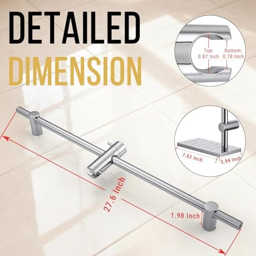 G-Promise Metal 27 Inch Shower Slide Bar with Stainless Steel Tray (Chrome) - Thumbnail 6