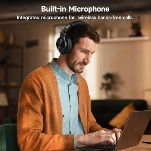 OneOdio A70 Bluetooth Over Ear Headphones, Wireless Headphones with 72H Playtime, Hi-Res, Built-in Mic, 3.5mm/6.35mm Wired Audio Jack for Studio Monitor & Mixing DJ Guitar AMP, Computer PC Gaming - Thumbnail 5