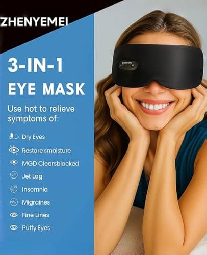 Heated Eye Masks for Dry Eyes, Cordless Silk Mask, 3 Heat Levels Electric Heating Pad for Eye Strain Relief & Fatigue,Ideal Eye Mask for Men Women,Sleep,Travel - Thumbnail 2