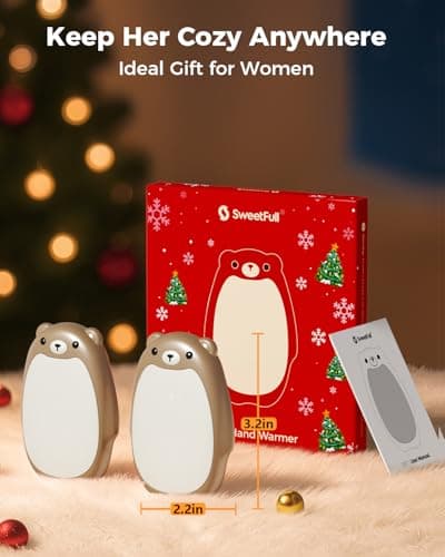 SWEETFULL Hand Warmers Rechargeable – Cute Bear, 2 Pack Magnetic, Reusable Electric Pocket Heater, Great Gift for Daughter, Kids, Wife, or Bestie, Portable for Outdoor & Camping (Brown) - Thumbnail 6