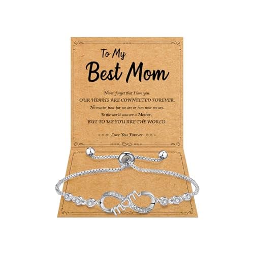 BAYLAY Mothers Day Mom Gifts, Mama Bracelet Dainty CZ Silver Infinity Bracelet for Women Silver Jewelry Mom Birthday Gifts Mothers Gift - Image 1