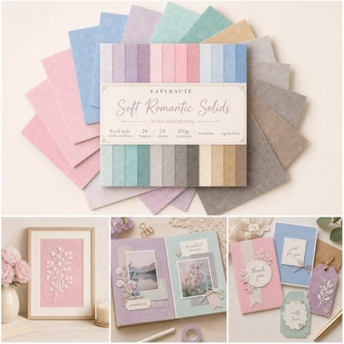 Pastel Scrapbook Paper Pad 6x6 Double Sided, Romantic Patterned Paper Pack - Decorative Craft Cardstock & Scrapbooking Supplies for Card Making, Junk Journal Ephemera, Mini Albums - Image 1