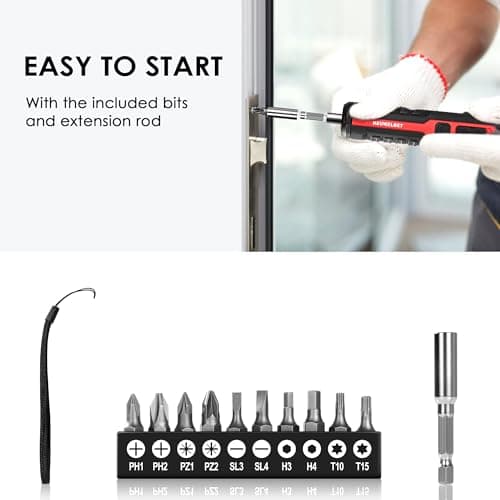 Electric Screwdriver Set, 4V Cordless Precision Screwdriver Set w/ 10 Magnetic Bits, 6 Torque Settings, LED Light, 3 Starting Modes and Storage Case, Repair Tool Kit for Electronics and DIY Projects - Thumbnail 4
