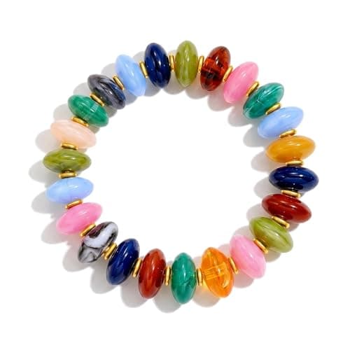 chorfla Beaded Bracelets for Women for Women, Boho Chunky Resin Elastic Stretch Bracelet, Vibrant Summer Beach Jewelry Gift - Image 1