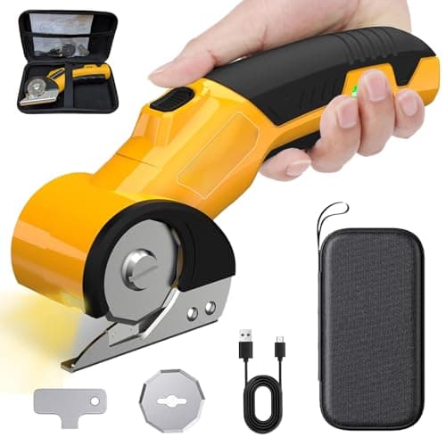 Cordless Electric Scissors,Rechargeable Cardboard Cutter, 4V Upgrade Motor Electric Box Cutter with 2 Blades, Safety Lock & LED Light, Powerful Cutting for Cardboard Box, Plastic, Leather - Image 1