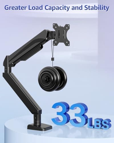 MOUNTUP Heavy Duty Single Monitor Arm for 42 40 39 34 32 27Inch Screens, Monitor Stand for Desk Supports 4.4-33 lbs, Height Adjustable Ultrawide Monitors Mount with C-Clamp & Grommet Base - Thumbnail 2