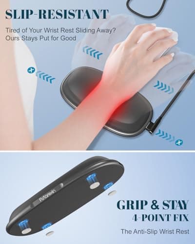 Astarexin Mouse Wrist Rest, Red Light Therapy Wrist Pad for Mouse with 660nm & 850nm, 2-in-1 Ergonomic Silicone Mouse Pad Wrist Support with Sensor, Office Use, Non-Slip Base, USB Powered - Thumbnail 4