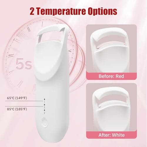 Upgrade Heated Eyelash Curler, Electric Eyelash Curler with 5s Fast Heating, Type-C Rechargeable, Portable Lash Curler, Long-Lasting Lash Lift, Natural Style, Heat-Sensitive Pad (White) - Thumbnail 3