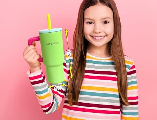 DLOCCOLD Kids 24 oz Tumbler with Handle and Silicone Straw Lid, Leakproof Insulated Tumbler with Spill Resistant Lid, Reusable Stainless Steel Tumbler Mug for Kid Boy Girl, Cupholder Friendly BPA Free - Thumbnail 5