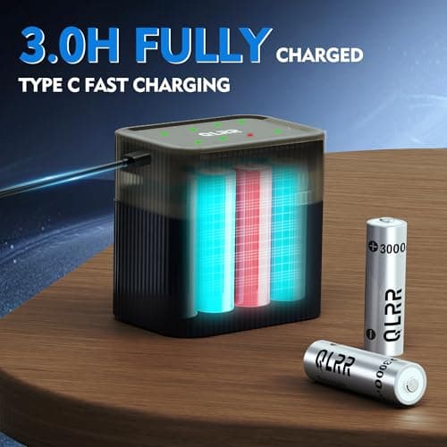QLRR Rechargeable Lithium AA Batteries with Fast Charger 8 Pack 1.5V 3000mWh High Capacity AA Batteries Constant Output Li-ion Double a Batteries Cycle Times up to 1200x - Thumbnail 5