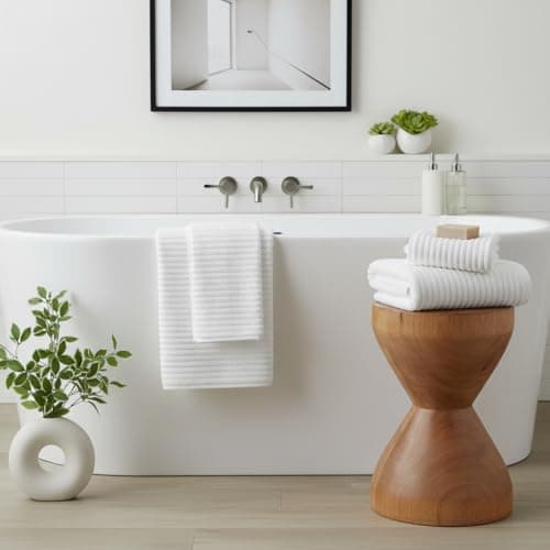 NALIVO 4 Pack Microfiber Bath Towels, 30x60 Inches Oversized Bath Sheets for Adults, Super Absorbent & Quick Dry Shower Towels, Lint Free Lightweight Body Towels for Bathroom, Gym & Travel (White) - Thumbnail 2