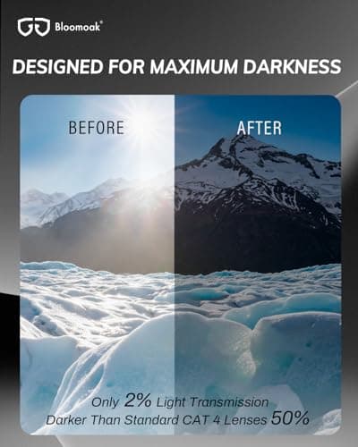 Bloomoak CAT 4 Super Dark Sunglasses | UV 400 | For Photophobia & Eye OPS & Light Sensitivity | Wraparound with Side Protection for Men & Women - Thumbnail 4