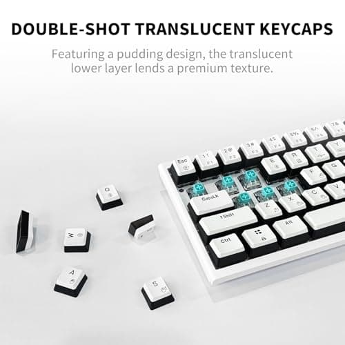 Hexgears X1 Pro Wireless Mechanica Keyboard, Tri-Mode Bluetooth/2.4G/USB-C, Hot-Swappable Clicky Switch Gaming Keyboard, Mini Compact White Backlit Keyboards with Wrist Rest - White - Thumbnail 4