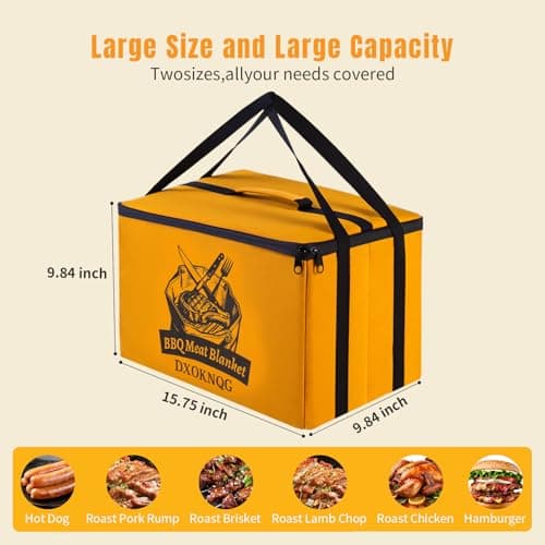 DXOKNQG BBQ Insulated Food Bag - 5-Layer Thermal Cooler/Warmer for Grilling, Picnics | Collapsible, Waterproof, Large Capacity (Fits Roasts, Burgers & More) (Yellow) - Thumbnail 2