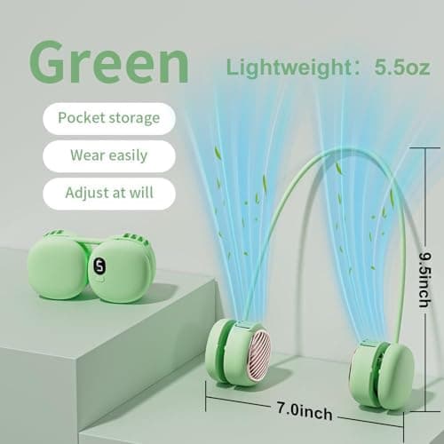 Suzii Portable Neck Fan, Hands Free Wearable Personal Fan with 5 Speeds, Rechargeable Foldable Cooling Fan, 360° Adjustable Lightweight Fan for Travel, Home, Office, Outdoor - Thumbnail 2
