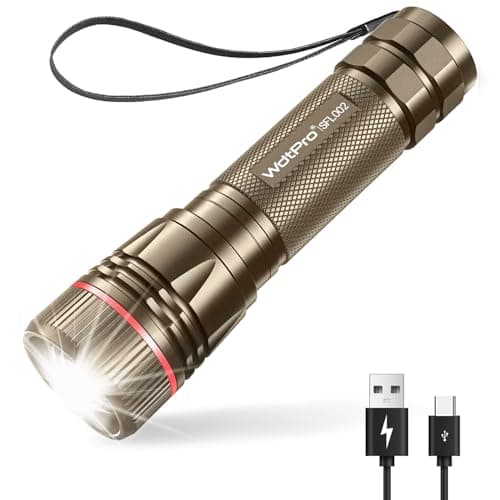 WdtPro Rechargeable Flashlights High Lumens, 1 Pack 10H Long Lasting Super Bright EDC Flashlights, LED Mini Tactical Flash Lights for Camping Emergency, Drop & Water Resistant Brown(Battery Included) - Image 1