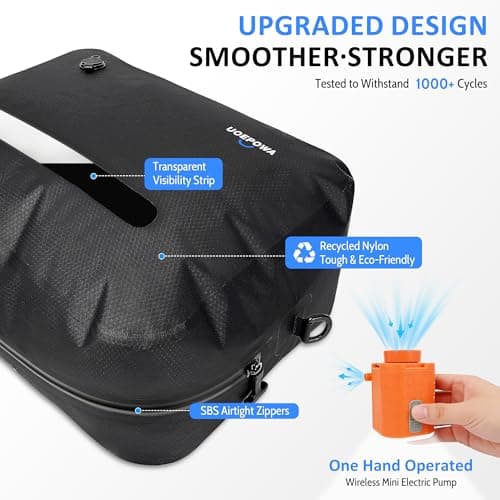 Travel Vacuum Bags with Pump, 33L Vacuum Seal Bags for Clothing, IPX8 Waterproof Vacuum Storage Bags with Handle for Luggage, Backpack, Suitcase, Home & Outdoor 2pack (Black) - Thumbnail 6