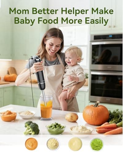 Immersion Blender Handheld Hand Blender, 1000W 5 in 1 Hand Mixer Stick, BPA-Free 12 Speed Handheld Blender 304 Stainless, Mixing Beaker, Chopper, Whisk, Milk Frother, Soup, Smoothies, Baby Food, Sauce - Thumbnail 6