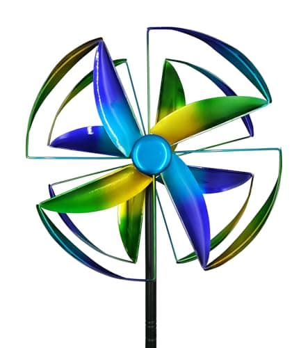 Gronhof Wind Spinners Outdoor for Yard and Garden, 63" Metal Kinetic Garden Sculpture, Double-Sided Wind Spinner with Stable 5-Prong Stake, Weather-Resistant Outdoor Decor - Image 1