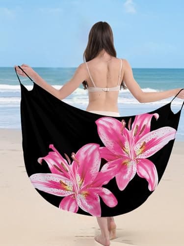 ZIRHYSTA Women Beach Cover Up Dress Backless Swimsuit Sarong Wraps,Pink,L - Thumbnail 3