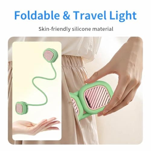 Suzii Portable Neck Fan, Hands Free Wearable Personal Fan with 5 Speeds, Rechargeable Foldable Cooling Fan, 360° Adjustable Lightweight Fan for Travel, Home, Office, Outdoor - Thumbnail 5