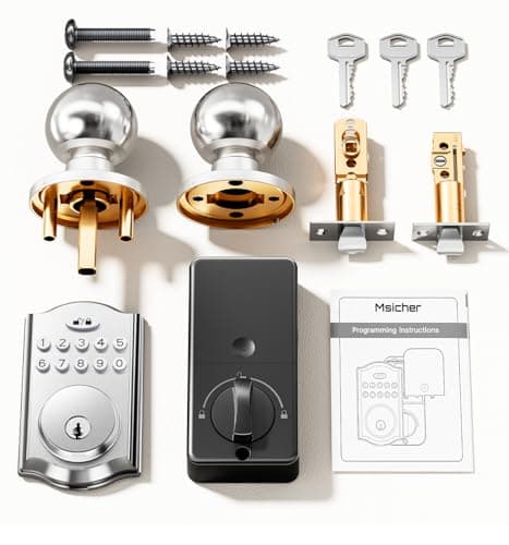 Keyless Entry Door Lock with 2 Knobs, Electronic Backlit Keypad Deadbolt with Handle Set, Auto Lock, One-time Codes, Smart Deadbolt for Front Door, Easy Installation (Satin Nickel) - Thumbnail 6