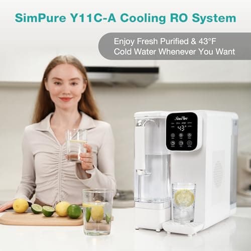 SimPure Y11C-A UV Reverse Osmosis Water Filter Countertop with Cold Water & Alkaline Mineralization, 6-Stage RO Filtration System, 43-59°F Adjustable, Detachable Pitcher, No Installation - Thumbnail 5