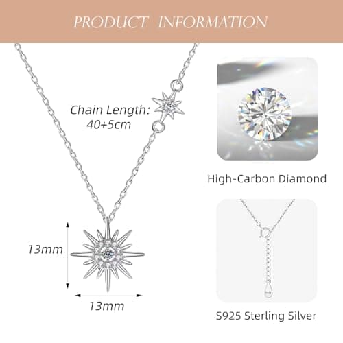 GIRIOIZ Sterling Silver Necklace Uranus Pendant Necklace high carbon diamond Pendant For Her Woman Wife Girlfriend Daughter Present For Birthday Valentine Wedding Anniversary (silver) - Thumbnail 2