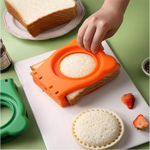 XBllcyiv Uncrustable Sandwich Maker,Sandwiches Pocket Circle Shape 3.7Inch Sandwich Cutter and Sealer,Sandwich Cutter for Kids Breakfast and lunchboxes (Orange) - Thumbnail 3