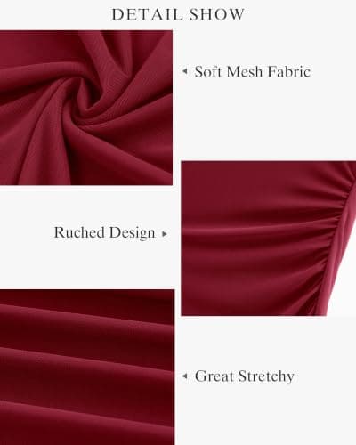 BTFBM Women's Maxi Dresses Fall 2026 Long Sleeve Ruched Bodycon Dress Square Neck Cocktail Party Wedding Guest Dresses(Wine Red,Small) - Thumbnail 5