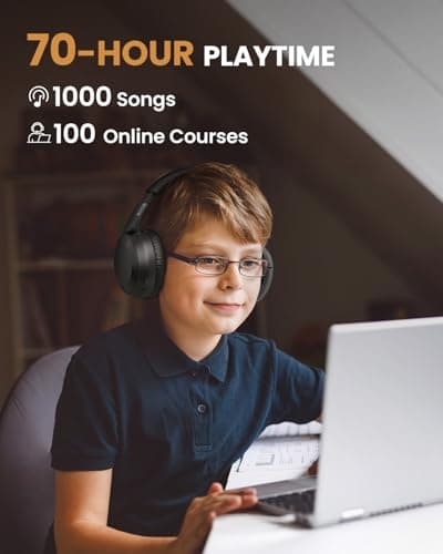 acer Wireless Bluetooth Headphones, 70 Hours Playtime, Foldable Over-Ear Headphones with 40mm Drivers, Memory Foam Earpads, Multipoint Bluetooth 6.0 for Travel, Home, Office, Black - Thumbnail 3