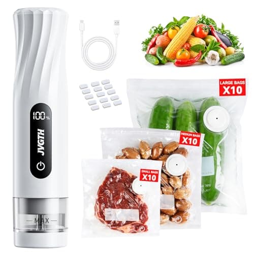 JVGTH Handheld Vacuum Sealer (Food Storage):Compact Vacuum Sealer Food, 80kPa Suction, 1800 mAh Battery, 30 Reusable Sous Vide Bags, Preserve 6X Freshness For Kitchen, BBQ, Travel. - Image 1