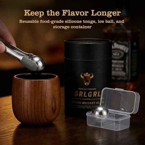 GrlGrl Charred Wooden Whiskey Glasses, Gifts for Men Old Fashion Bourbon Drinking Collins Cup, Fathers Day Gift for Dad, Husband, Brother, Boy Friend or Whiskey Lovers - Thumbnail 3
