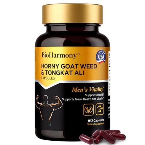 BioHarmony Hornygoatweed for Men, Tongkat Ali & L-Citrulline Supplement– 3-in-1 Formula – Supports Male Vitality, Stamina,Energy & Endurance – 60 Capsules