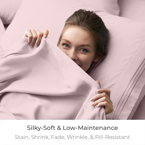 Mellanni Twin XL Size Flat Sheet - Iconic Collection Bedding - Hotel Luxury, Extra Soft, Cooling - Wrinkle, Fade, Stain Resistant - 1 Flat Sheet Only (Twin XL, Blush Pink) - Thumbnail 5