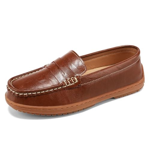 BEAUSEEN Women's Classic Handsewn Penny Loafers - Casual Slip On Moccasin Driving Shoes Lightweight Walking Flats Comfort Women Loafer Shoes, Brown, 11 US - Thumbnail 3