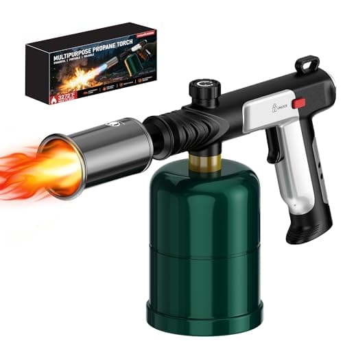 Propane Torch Gun, Weed Torch Propane Burner & Cooking Blow Torch with Safety Lock, One-Touch Max Fire, Adjustable Flame for Searing Steak, BBQ, Charcoal Starter & Weed Burning (Tank Not Included) - Image 1