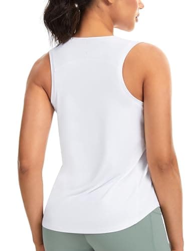 THE GYM PEOPLE Women's Racerback Workout Tank Tops Soft Breathable Yoga Running Sleeveless Athletic Shirts White - Thumbnail 2